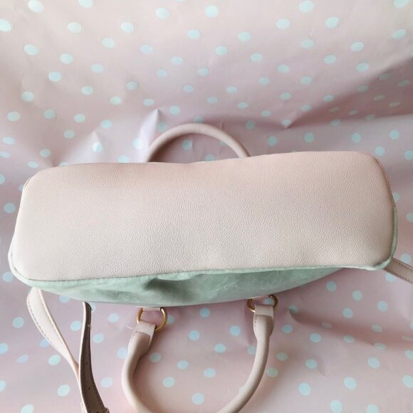 Juicy Couture HERITAGE SATCHEL Velour & Faux leather  w pouch Crystal /Pink Clay - Picture 7 of 12